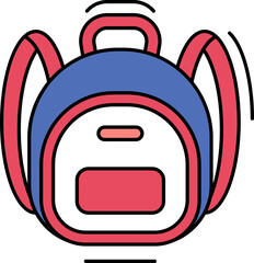 Sticker - Flat Style Backpack icon in red and blue color.