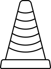 Sticker - Flat style Construction cone icon in black outline.