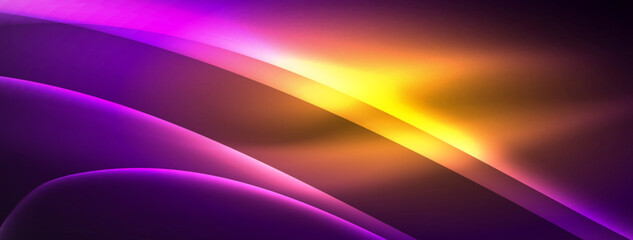 Poster - Neon light glowing waves and lines background set for wallpaper, business card, cover, poster, banner, brochure, header, website