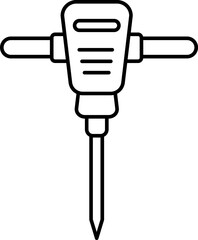 Sticker - Line art illustration of Jack hammer icon.