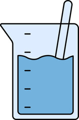 Canvas Print - Flat Style Beaker Icon in Blue Color.