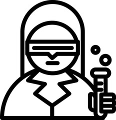 Wall Mural - Line art illustration of Woman holding test tube icon.