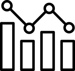 Sticker - Statistics bar graph icon in black line art.