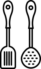 Wall Mural - Black line art illustration of Spatula with Skimmer icon.