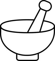 Sticker - Mortar and pestle icon in line art.