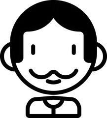 Sticker - Cartoon Man Icon In Black And White Color.