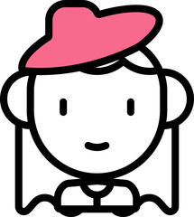 Sticker - Noble Woman Icon Pink And White Color.