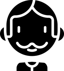 Sticker - Cartoon Man Icon In B&W Color.