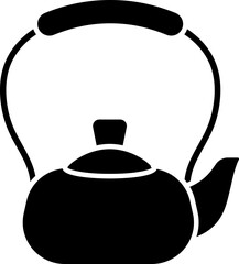 Poster - Black Thin Line Art of Kettle Icon In Flat Style.