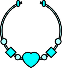 Wall Mural - Necklace Icon Or Symbol In Cyan Color.