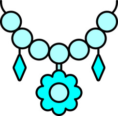 Sticker - Necklace Icon Or Vector In Cyan Color.