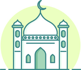 Wall Mural - Isolated Mosque icon in green and white color.