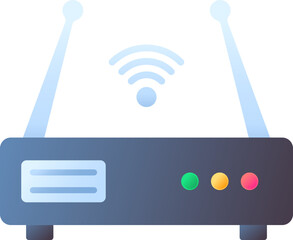 Poster - Wifi connected router icon in gray color.