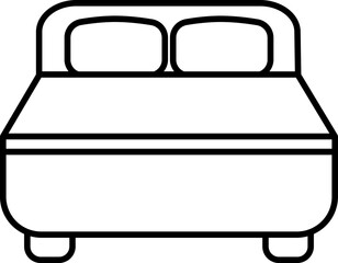 Sticker - Two pillows on bed icon in black line art.