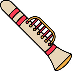 Sticker - Vector illustration of Clarinet icon in brown and pink color.