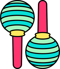 Poster - Colorful Maracas icon in flat style.