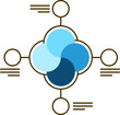 © Abdul Qaiyoom - Flower Shape Infographic Chart icon in blue and black color.