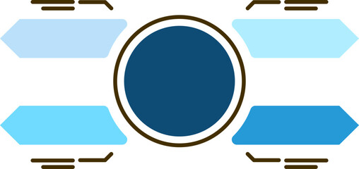 Sticker - Blue Circle Infographic with Four Step Arrow icon in flat style.