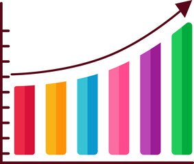 Sticker - Colorful Growing Graph with Arrow icon on White Background.