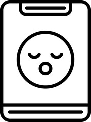 Poster - Line Art illustration of Baby Face in Smartphone icon.