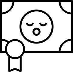 Sticker - Black Line Art Illustration of Birth Certificate Icon.