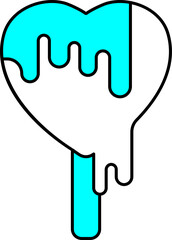 Poster - Heart Shape Ice Cream Icon In Cyan And White Color.