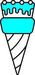 Canvas Print - Illustration of Ice Cream Cone Icon In Cyan And White Color.