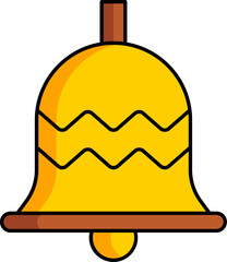 Wall Mural - Flat style Bell icon in brown and yellow color.