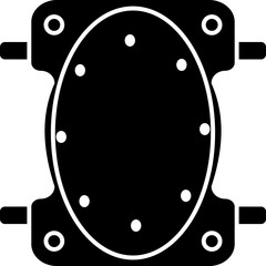 Poster - B&W illustration of knee pad icon.