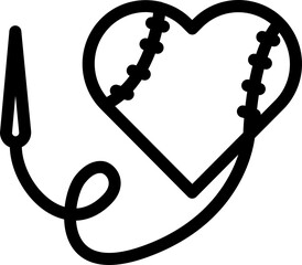 Poster - Line art illustration of Heart Surgery icon.