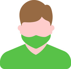 Poster - Faceless man wearing mask icon in green color.