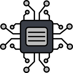 Poster - CPU or Processor Chip Icon in Grey Color.