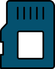 Poster - Memory or SD Card Icon in Blue And White Color.