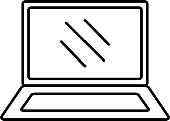 Sticker - Black Line Art Laptop Icon in Flat Style.