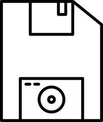 Canvas Print - Floppy Disk Icon or Symbol in Black Line Art.