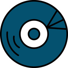 Sticker - CD or DVD Disk Icon in Blue Color.