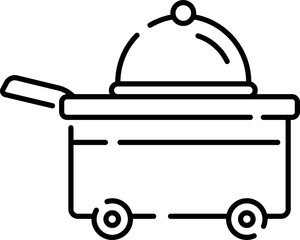 Canvas Print - Hotel Service Trolley Icon In Black Line Art.