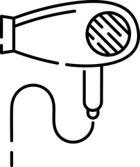 Sticker - Hair Dryer Icon In Black Line Art.