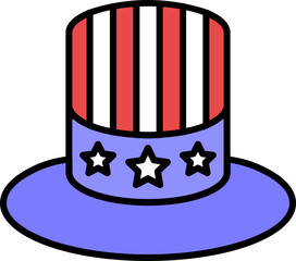 Sticker - Uncle Sam Hat icon in flat style.