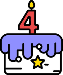 Sticker - 4 number candle on cake icon.