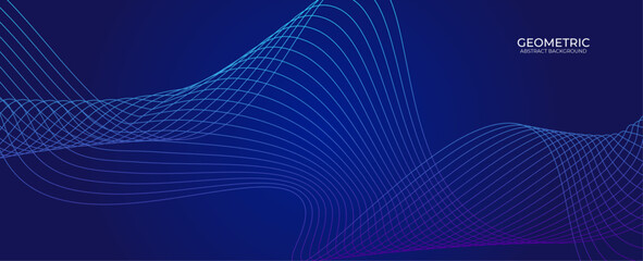 Wall Mural - Modern dark blue banner background abstract geometric pattern light. Abstract blue background banner, poster, cover, card, flyer, brochure with dynamic. technology network. vector illustration
