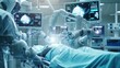 © Exnoi - Banner image of robotic arms performing an automated healthcare operation, set in a futuristic hospital.