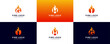 letter G, H, I fire logo design template