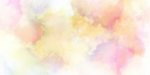 Wall Mural - Abstract yellow sky cloud multicolor and paint vintage wall grunge watercolor texture backdrop background. summer winter day and pattern clouds backdrop pink color bright wallpaper.