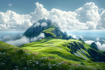 Wall Mural - landscape with clouds