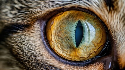 Poster - a close up of a cat's eye with a cat's eyeball in the center of the cat's eye.