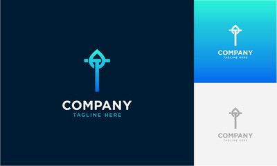 Fototapete - Initial Letter T gradient colours with Droplet Fresh Water Drop Aqua logo design letter with water drop vector logo inside