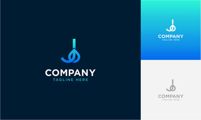 Poster - Initial Letter J gradient colours with Droplet Fresh Water Drop Aqua logo design letter with water drop vector logo inside