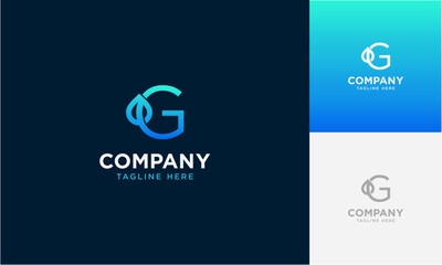 Poster - Initial Letter G gradient colours with Droplet Fresh Water Drop Aqua logo design letter with water drop vector logo inside
