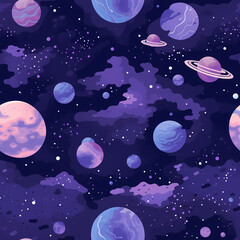Poster - planet with space seamless pattern